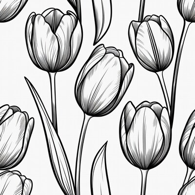Black and White Tulip Pattern