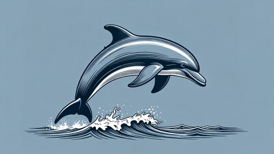 Jumping Dolphin Illustration with Waves