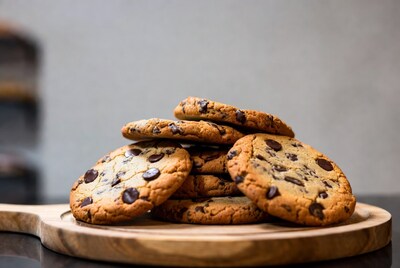 Stack of Chocolate Chip Cookies on Board