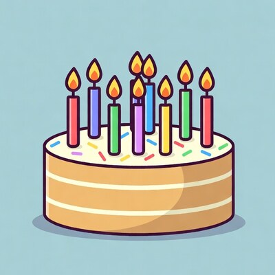 Colorful Candles on Birthday Cake