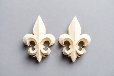 Two White Fleur-de-lis on Gray Background