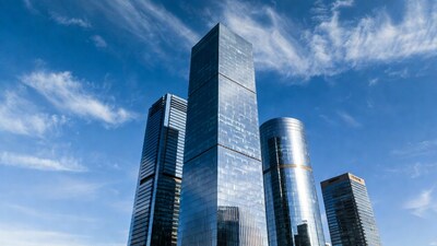 Modern Skyscrapers Against Blue Sky