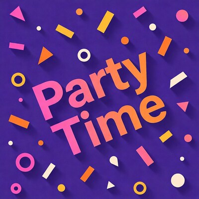 Party Time Text with Confetti