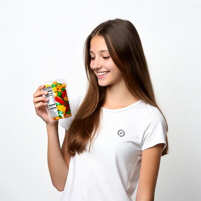 Girl holding colorful Cheez-It bag