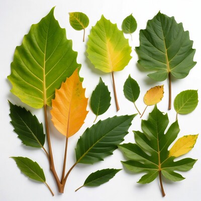 Assortment of Green and Autumn Leaves