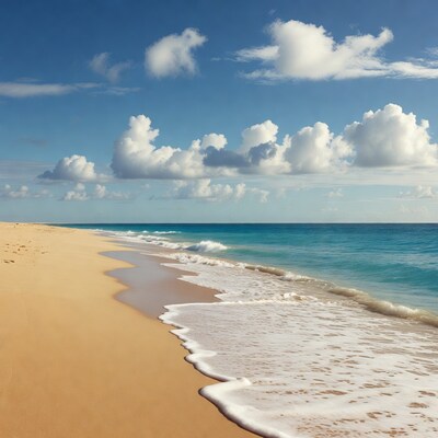 Sandy beach with turquoise waves
