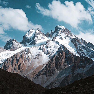 Snowy Jagged Mountain Peaks