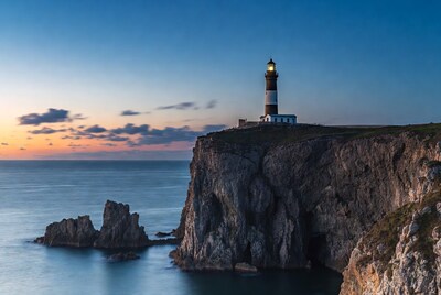 Lighthouse on Cliff at Sunset