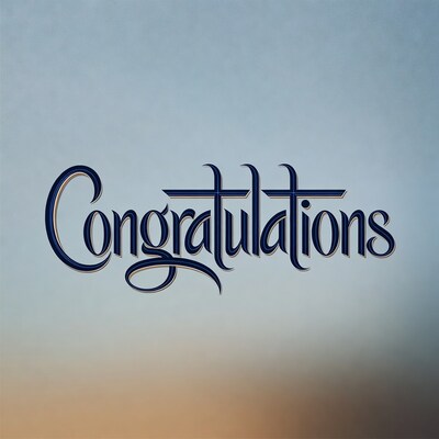 Congratulations Text on Blue Gradient