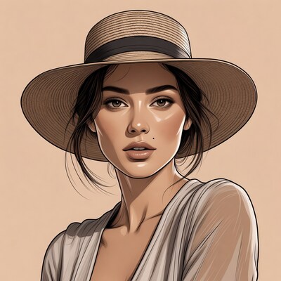 Woman wearing straw hat