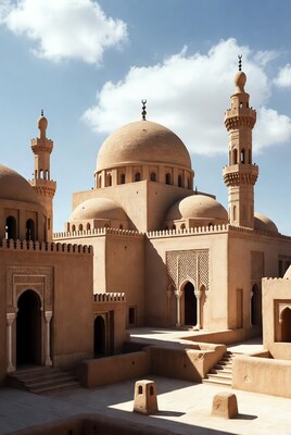 Traditional Mosque with Minarets and Domes