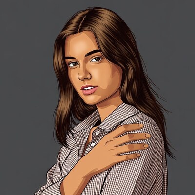 Woman in checkered shirt illustration