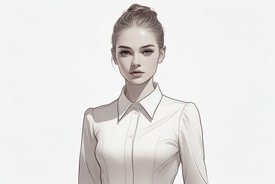 Woman in white shirt bun hairstyle