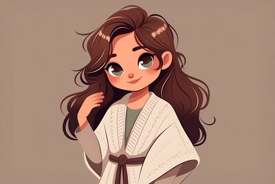 Anime girl in white cardigan