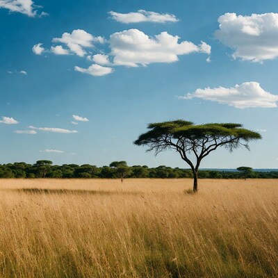 Acacia Tree in Savanna Grassland