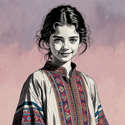 Girl in embroidered traditional jacket