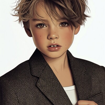 Boy in tweed blazer portrait