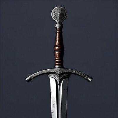 Medieval Sword with Ornate Crossguard