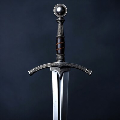 Ornate Medieval Sword on Dark Background