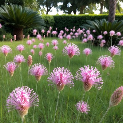 Pink Tassel Flowers in Green Garden