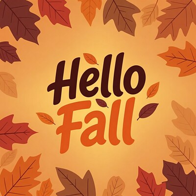 Hello Fall Leaves Illustration