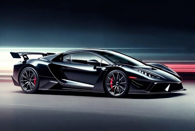 Black Lamborghini Aventador with Rear Wing