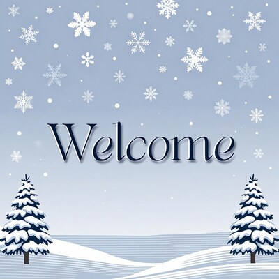 Welcome Snowy Winter Landscape Illustration