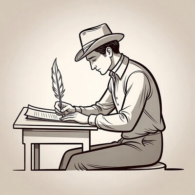 Man writing with quill pen