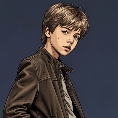 Boy in leather jacket illustration