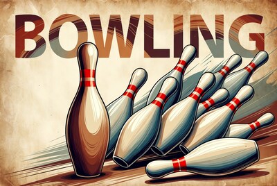 Vintage Bowling Pins Illustration