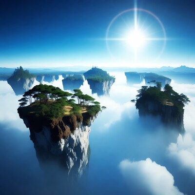 Floating Islands with Trees in Clouds
