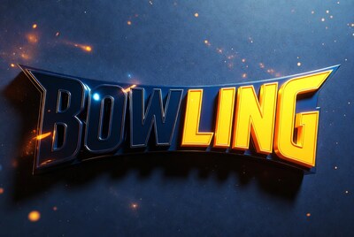 3D Bowling Text with Fire Sparks