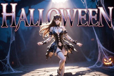 Anime Halloween Queen in Black Corset