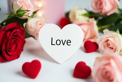 Love Sign with Roses and Hearts