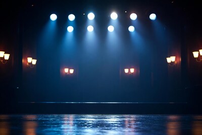 Empty Theater Stage with Spotlights