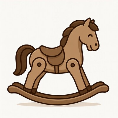 Brown Rocking Horse Illustration