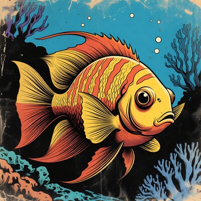 Vibrant Angelfish in Coral Reef