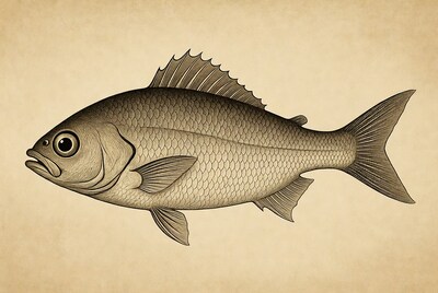 Grunt Fish Illustration on Parchment