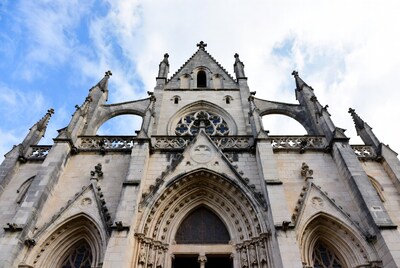 Gothic Cathedral Facade with Rose Window