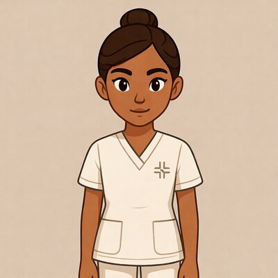 Cartoon nurse woman in uniform