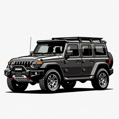 Black Jeep Wrangler Illustration