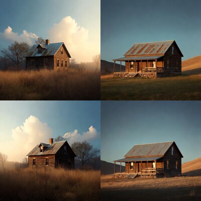 Abandoned Wooden Cabin in Grassy Hills