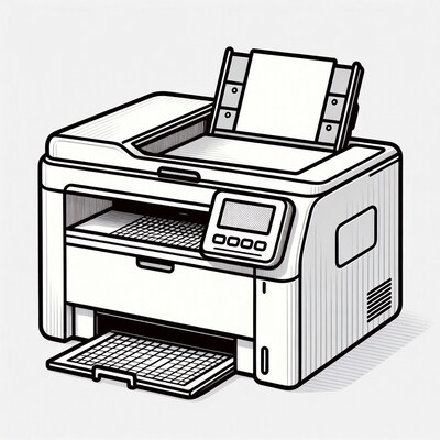 Line Art Laser Printer Illustration