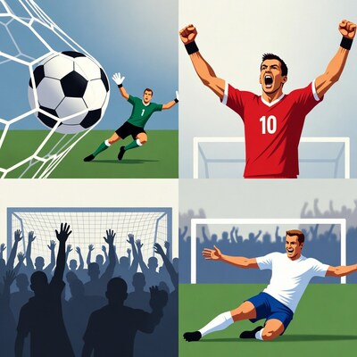 Soccer Players and Goals Illustration