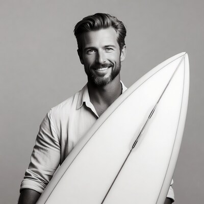 Man holding surfboard