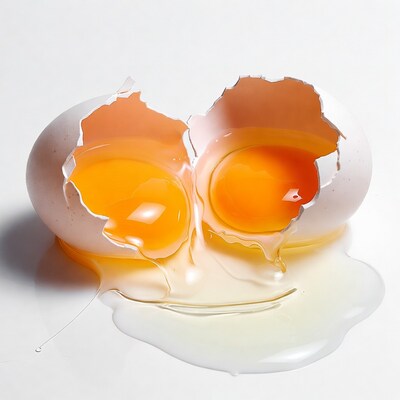 Broken egg with runny yolk
