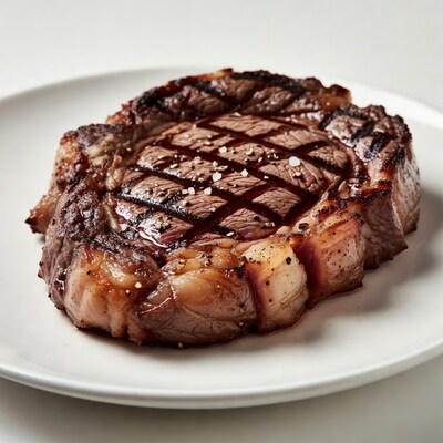 Grilled Ribeye Steak on Plate
