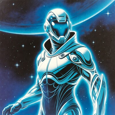Futuristic Astronaut in Space Suit