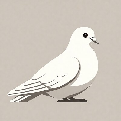 White Dove Illustration on Gray Background
