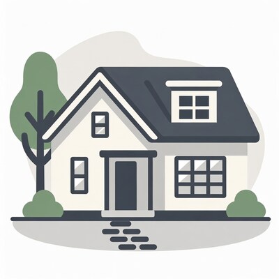 Cartoon House with Trees